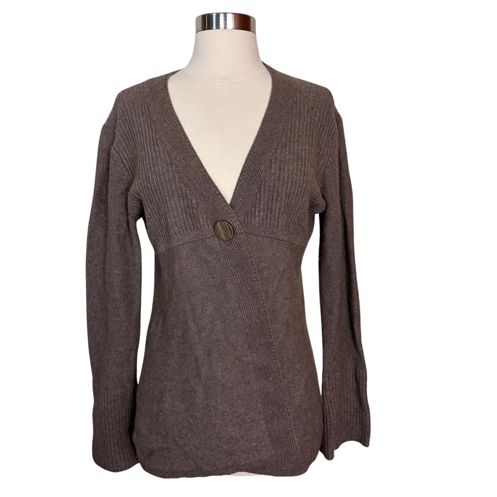 Aphorism Brown Wool Rabbit Hair Soft Comfy Single Button Cardigan Sweater Large